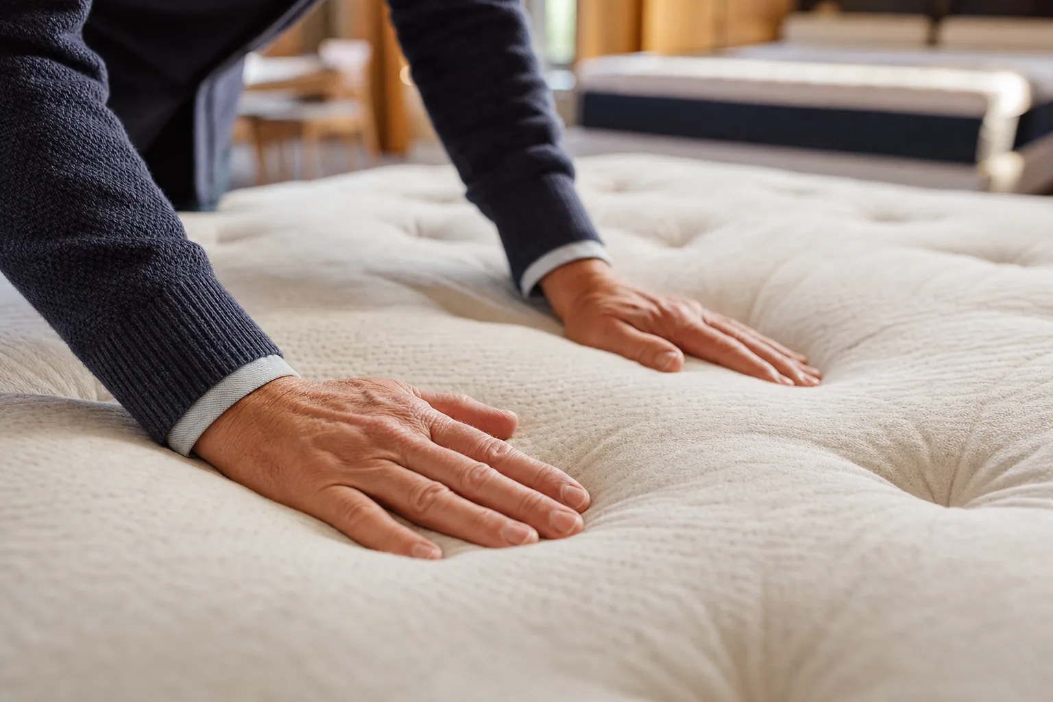 Een slaapadviseur helpt bij het vergelijken van een matras